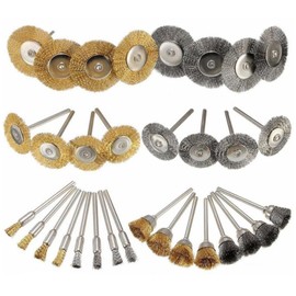 32 Pieces 3mm Brass Cleaning Cup Brushes, Rotating Steel Wire Brushes, Brass Plated Copper Wire Wheel Brush, Wheel Cup Brush Drill, Brush Set for Removing Rust, Stripping,