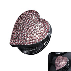 Ferianl Bling Push Start Button Cover, Cue Heart Ignition Button Cover Sticker, Crystal Rhinestone Engine Start Buttons Covers, Car Interior Decor Accessories for Most Car (Pink）