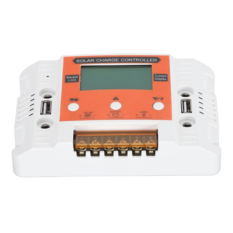 Solar Charge Controller LCD Backlit Display Memory Function Dual USB