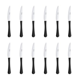 PINTINOX Set mit 12 Tischmessern Stresa Colour Schwarz, Edelstahl, rutschfester Griff aus ergonomischem Polypropylen