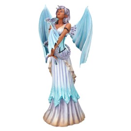 Pacific Giftware 16" Tall Large Dragon Keeper Fairy Mesmerizing Lavender & Aqua Winged Sculpture by Amy Brown Statue for Indoor Home Decor and Outdoor Decor Colletible Figurine