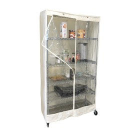 Storage Shelving unit cover Off White, fits racks 30"Wx18"Dx72"H one side see through panel (Cover only)