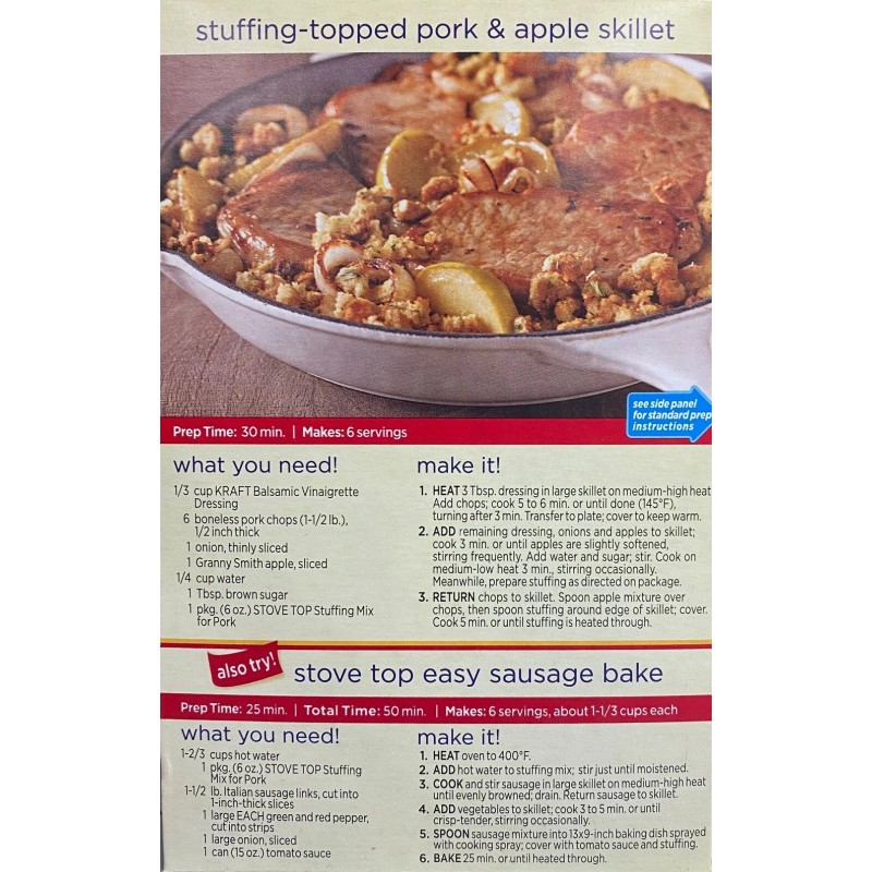 Stove Top 4x KRAFT Stove Top PORK Stuffing Mix (6