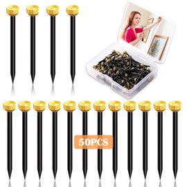 50 PCS Picture & Frame Hanging Strips Value Pack, Picture Hanging Nails, Wall Picture Pins, Metal Head Hanging Pins Nail for Pictures, Frames, Mirrors, Wall décor and Signs