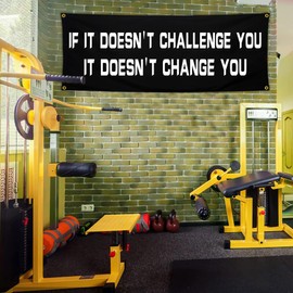 JZYIZYU Discipline Motivational Gym Flag Banner 24x72 Inch It Doesn't Challenge You Flag Inspirational Motivational Flags for Room Guys Home Gym Office Bedroom Wall Art Decor