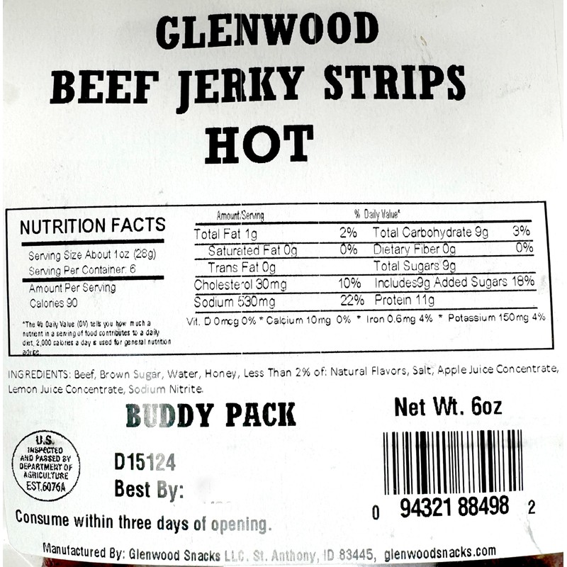 Glenwood Beef Jerky Tender Beef Jerky Buddy Pack Beef Jerky