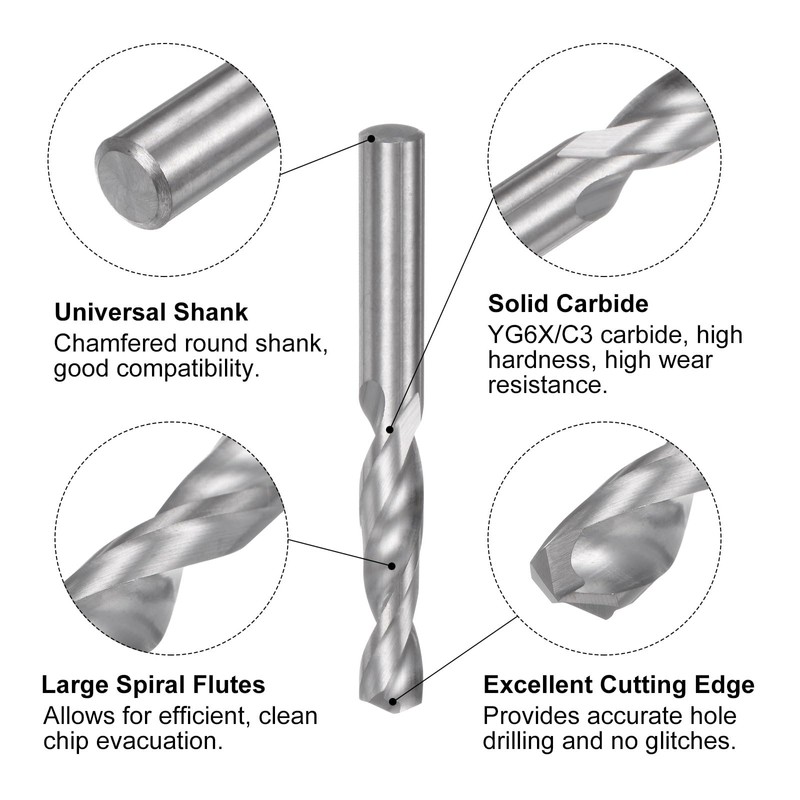 sourcing map Solid Carbide Drill Bit, 6mm (0.236") YG6X/C3 Micro-Grain