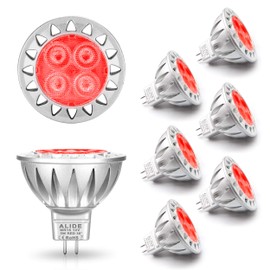 ALIDE Red MR16 GU5.3 Led Bulbs 5W,20W 35W 50W Halogen Equivalent,12V Low Voltage MR16 Led Red Bulb Spotlights for Outdoor Landscape Yard Garden Tree Pool Holiday Lighting,Not Dimmable,38 Deg,6 Pack