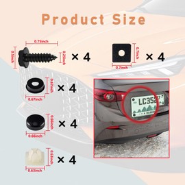 4 Sets License Plate Screws Kits, Rust-Proof & Anti-Rattle & Anti Theft Stainless Steel Self Tapping Mounting Bolts for Auto Tag Frame Cover Holder, Universal for Car Truck SUV (Black Cross)