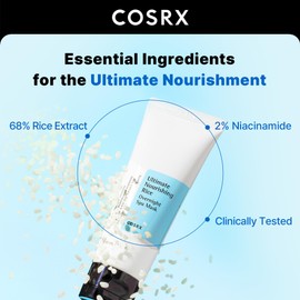 COSRX COSRX Ultimate Nourishing Rice Overnight Spa Mask, 60ml / 2.02 fl.oz | Rice Extract 68% and Niacinamide 2%, Korean Skin Care, Animal Testing Free, Paraben Free