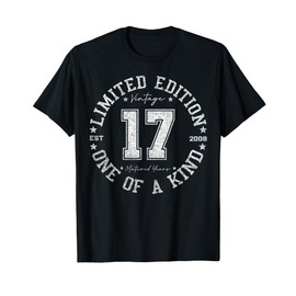 Retro One Of a Kind Shirts For Men Women 2025 17 Year Old Gifts Vintage 2008 Limited Edition 17th Birthday T-Shirt Black Unisex-Youth T-Shirt