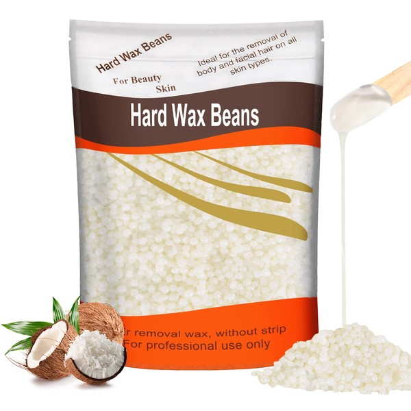 Hard Wax Beads for Hair Removal, Yovanpur Wax Beans For Sensitive Skin, Wax Beads for Brazilian Waxing, Bikini Face Eyebrow Back Chest Legs, At Home Pearl Wax Beads For Men Women, 300g (10 Oz)/bag with 10pcs Wax Spatulas (Coconut)