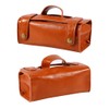 Fashion Men's Portable Cosmetic Pouch Brown PU Leather Shaving Brush