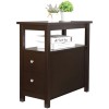 Segawe End Table with 2 Drawer and Shelf Narrow for