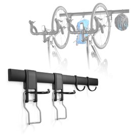 HOMENOVA Wall 2/3/4 Bike rack, Fits Max 3 Inch for Mountain Bike eBike, 110 lbs Weight Capacity, with Helmet Hook, Modular Hook Track Design Heavy duty Wall mount Bicycle Hanger for Garage Storage