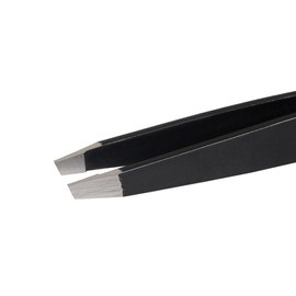 Abdul of Sialkot Tweezers for Eyebrows -Slant Tip Professional Stainless Steel Eyebrow Tweezers for Women & Men - Great Precision on Brow, Facial Hair & Ingrown Hair Pack of 1 (Black)