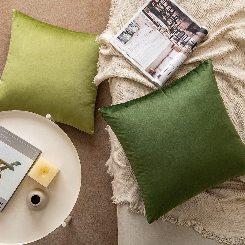 MIULEE Pack of 2 Velvet Soft Solid Decorative Square Throw