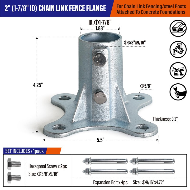 Prinfort 6Pack 2"(Actual: 1 7/8" OD) Chain Link Fence Post