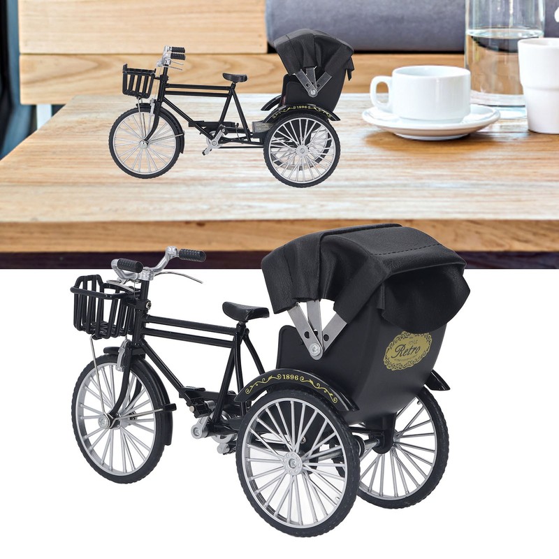 Rickshaw Model Retro Design Decorative Interesting Alloy 3 Wheel Rickshaw