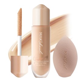 MAKEHEAL 1.P.L AMPOULE GLOW FOUNDATION dewy glowy finish, liquid foundation with wand, all day coverage, blendable, 28g 0.99 fl Oz [23-N REV LIGHT]