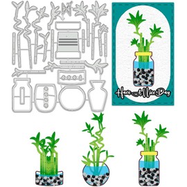 BENECREAT Lucky Bamboo Cutting Dies, Potting Monstera Stencils Utensils Decorative Embossing Stencils for Scrapbooking, Photo Album, Greeting Card Making, Paper Embossing