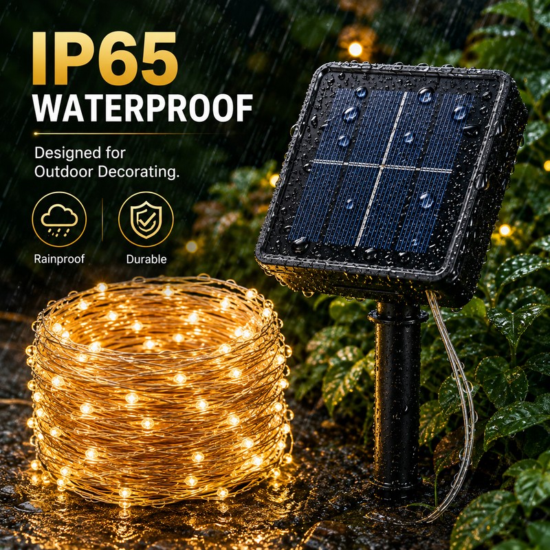 100ft Solar String Lights for Outdoor Décor – 8-Mode Waterproof