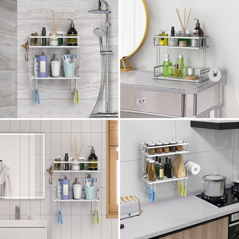 FLOLXNB Over The Toilet Storage Shelf, 2-Tier Bathroom Storage Organizer