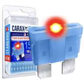 CARAX Glow Fuse Premium 15A LED Automotive Fuse 10 pcs. Standard/Regular Blade ATC/ATO/ATS Smart Auto Glow Fuse Easy Identification OEM Industry Standard