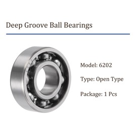 Kozelo 1pcs 6202 Deep Groove Ball Bearings - [15mm x 35mm x 11mm] Chrome Steel Balls for Motors Machine Tool Gearboxes Bearing Use, Open Type
