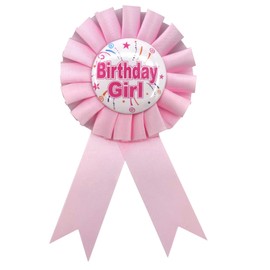 Maggidea Birthday Girl Rosette Badge Baby Pink Birthday Girl Award Ribbon Badge Birthday Girl Decorations for Kids Girls Party Decoration Supplies