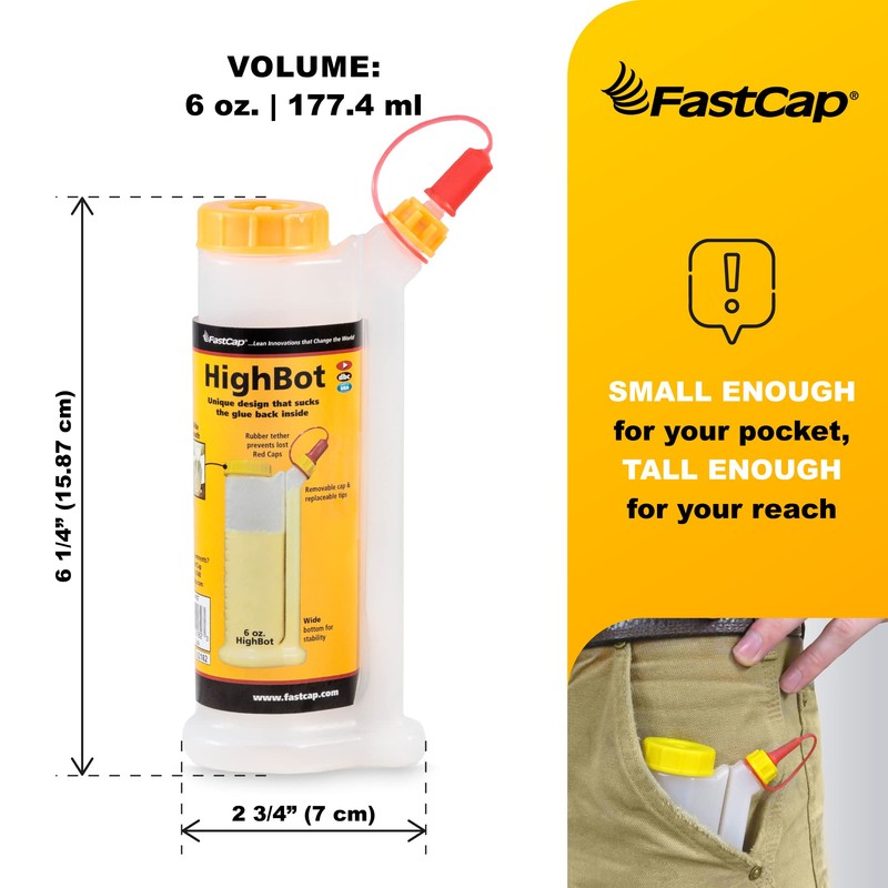 FastCap 6oz Glue Bottle, with 2-chamber No-Drip system. Each bottle