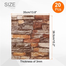 HARFINGTON 20pcs 3D Brick Effect Wall Panels, Peel and Stick Brick Wall Tile, 13.8"x15.2" Waterproof Brick Design Wallpaper Backsplash for Kitchen, Living Room, Rock Yellow