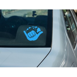 Shaka Hawaiin Islands Vinyl Decal Sticker | Cars Trucks Vans Walls Laptops Cups | Light Blue | 5.5 inches | KCD1512LBL