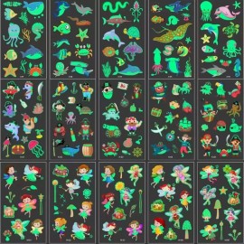 야광 타투스티커 문신 헤나 페이스페인팅 마스크데코 wGD1+4nGm Glow-in-the-Dark Tattoo Stickers, Henna, Face Painting, Mask Deco wGD1+4nGm [Pirate K-5 type]