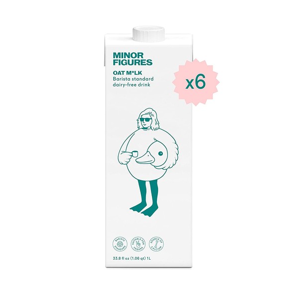 Minor Figures - Oat Milk, Unsweetened Barista Oat Milk, 33.8 Oz (Pack of 6) | Non Dairy Milk | Coffee Creamer | Plant Based | Vegan | Shelf Stable