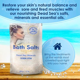 Dr Mud Dead Sea Salt - 100% Full Mineral Therapeutic Bath Salts, Detoxifying & Moisturizing - for Soaking, Relaxation, Body Exfoliator & Acne Treatment 500 gr | 17 oz (17 oz, Pink - Ross)