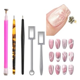 5pzs Accesorios Para Uñas Imanes Uñas De Efecto Ojo De Gato Color Multicolor