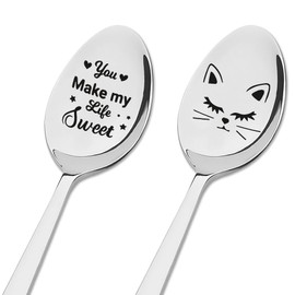 Cat Lover Birthday Gifts Spoon Cat Dad Mom Christmas Gifts for Son Daughter Ice Cream Coffee Tea Spoons for Best Friend Anniversary Wedding Gifts for Husband Wife Cat Owner Gifts for Women Men