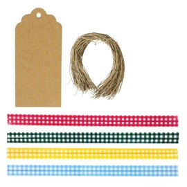 Wrapables 200pcs 4.75 Inch Gingham1 Twist Ties with 20 Scalloped Gift Tags for Sealing Party Favor Treat Bags and Cello Bags