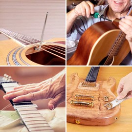 28PCS Professional Guitar Repair and Maintenance Tool Kit With Wire Plier, String Organizer, Fingerboard Protector, Hex Wrenches, Files, String Action Ruler, Spanner