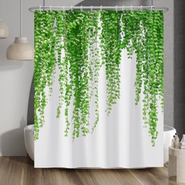 Baocicco Lush Vine Plants Shower Curtain Green Leaves Lvy Natural Botanical Shower Curtains Decorative for Bathroom Waterproof Fabric Shower Curtain with Hooks 60x72 Inches
