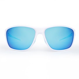 Konlley Sport Polarized Sunglasses for Men and Women, UV Protection Sunglasses Running Fishing Cycling with White Frame Blue Lens