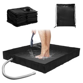 ZUUDYSEN Portable Shower Base, Foldable Camping Shower Pan with Drain and Clamp to Keep Feet Clean Shower Basin Floor for Camping Showe, Beach, RV, Pte Bath Indoor Outdoor, 41" x 41" x 5"