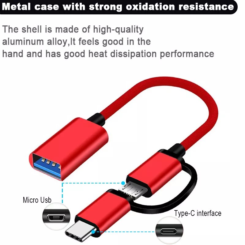 Universal 2 In1 Type C Micro USB Male To USB
