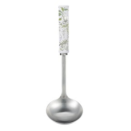 Laura Ashley Stainless Steel Ladle Spoon - 6 oz Capacity Soup Ladle with Ceramic Handle for Effortless Serving - Ergonomic, and Heat-Resistant Stylish Kitchen Utensils - Sage Parterre