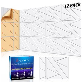 12 Pack Self-Adhesive Soundproof Wall Panels, 12 x 12 x 0.47 In Sound Proof Foam Panels for Walls, 1.2lb/ft³ High Density, Thicker 0.47in, Acoustic Panels, Noise Dampening Panels Studio White