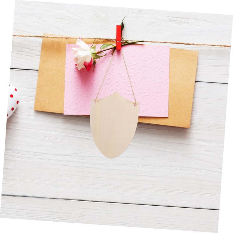 DOITOOL 10Pcs Wooden Shield Cutouts with Jute Twine Unfinished Blank