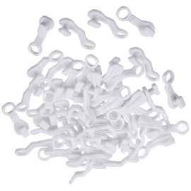 Curtain Glider Hooks White Plastic Curtain Hook, Pack of 50