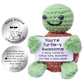 Mwmoeen Funny Lucky Charm Tortoise Pocket Hug Gifts, Lucky Charm Exam, Creative Knitting Wool, Positive Turtle, Best Friend, Small Gifts for Women