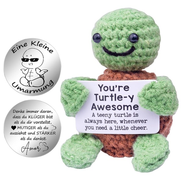 Mwmoeen Funny Lucky Charm Tortoise Pocket Hug Gifts, Lucky Charm